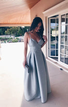 Load image into Gallery viewer, Spaghetti Straps Sweetheart Long Satin Floor Length Bridesmaid Dresses
