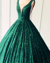Load image into Gallery viewer, Green Sequin Ball Gown Prom Dresses 2020
