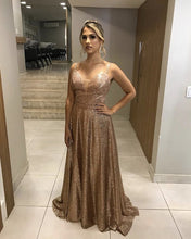 Load image into Gallery viewer, Rose Gold Prom Long Dresses 2020
