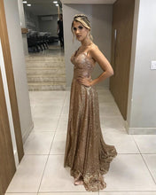 Load image into Gallery viewer, Rose Gold Prom Sequin Dresses

