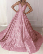 Load image into Gallery viewer, Pink Glitter Prom Ball Gown
