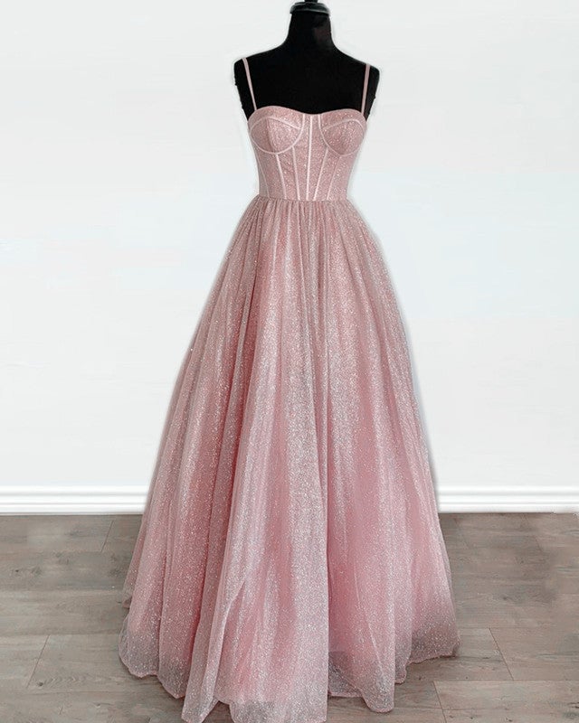 Sparkly Prom Dresses Sweetheart Corset Spaghetti Straps Formal Gowns –  alinanova