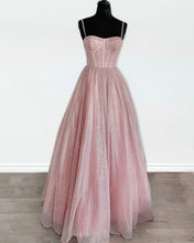 Load image into Gallery viewer, Sparkly Corset Prom Dresses Long Sweetheart Spaghetti Straps
