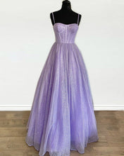Load image into Gallery viewer, Sparkly Corset Prom Dresses Long Sweetheart Spaghetti Straps
