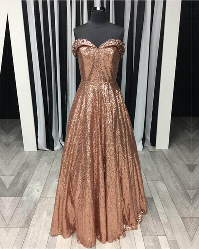 Rose Gold Sequin Prom Dresses