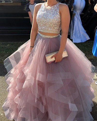 Mauve Prom Dresses Two Piece