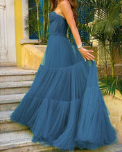 Load image into Gallery viewer, Dusty Blue Prom Dresses Tulle
