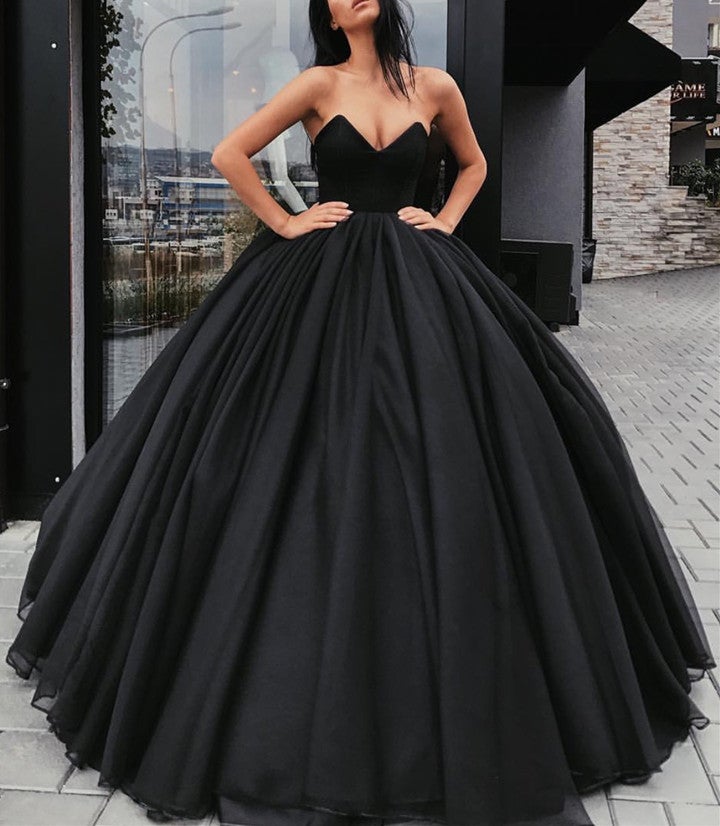 Strapless Bodice Corset Black Organza Ball Gowns Wedding Dresses Strapless Bodice Corset Black Organza Ball Gowns Wedding Dresses