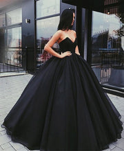 Load image into Gallery viewer, Strapless Bodice Corset Black Organza Ball Gowns Wedding Dresses
