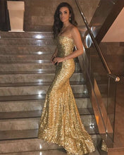 Load image into Gallery viewer, Strapless Sequin Mermaid Prom Evening Dresses
