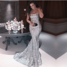 Load image into Gallery viewer, Strapless Sequin Mermaid Prom Evening Dresses
