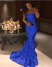 Load image into Gallery viewer, Strapless Sequin Mermaid Prom Evening Dresses
