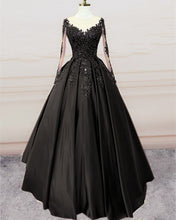 Load image into Gallery viewer, Stunning Ball Gown Prom Satin Dress Lace Sleeved
