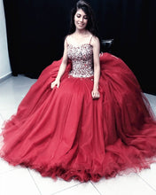 Load image into Gallery viewer, Stunning Crystal Beaded Organza Ruffles Ball Gowns Quinceanera Dresses
