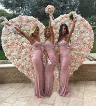 Load image into Gallery viewer, Sweetheart-Mermaid-Prom-Dresses-Long-Bridesmaid-Gowns-Pink
