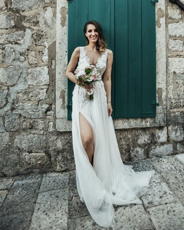 beach bridesmaid dresses 2020 Sweetheart Neck Lace Beach Ivory Rustic Boho Wedding Dresses,MW267 –  Musebridals