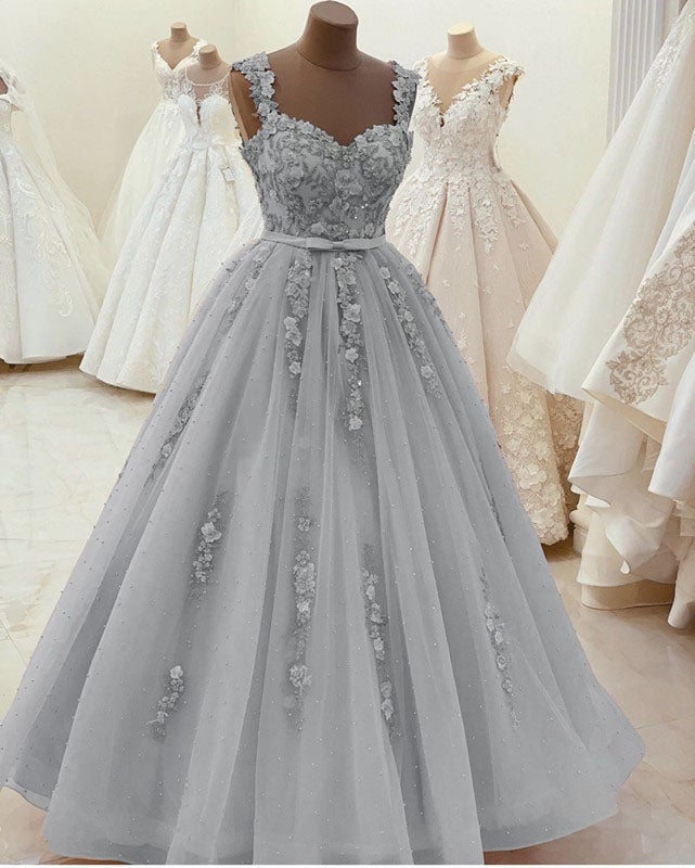 Sweetheart Ball Gown Prom Dresses 3D Lace Flowers Straps Sweetheart Ball Gown Prom Dresses 3D Lace Flowers Straps