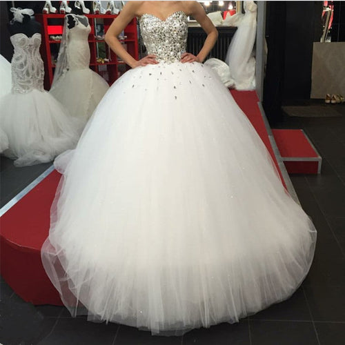 Sweetheart Bodice Corset Wedding Dress Ball Gown Pearl Beaded-alinanova