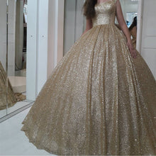 Load image into Gallery viewer, Sweetheart Bow Back Sequins Ball Gowns Prom Dresses
