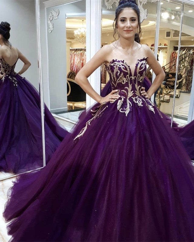 Sweetheart Organza Ball Gown Dresses Gold Lace Embroidery Sweetheart Organza Ball Gown Dresses Gold Lace Embroidery