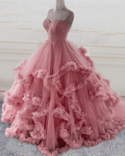 Sweetheart Ruffles Ball Gown Wedding Cloud Dresses-alinanova