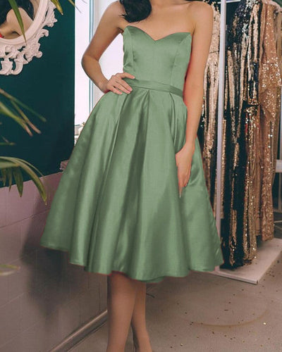 Sage Green Bridesmaid Dresses Tea Length