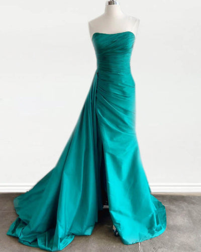 Teal Green Prom Dresses Strapless