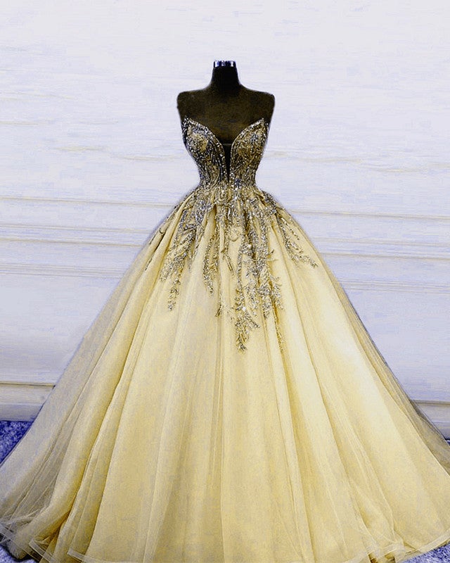 Tulle Ball Gown Prom Dresses Beaded V Neck alinanova Tulle Ball Gown Prom Dresses Beaded V Neck alinanova
