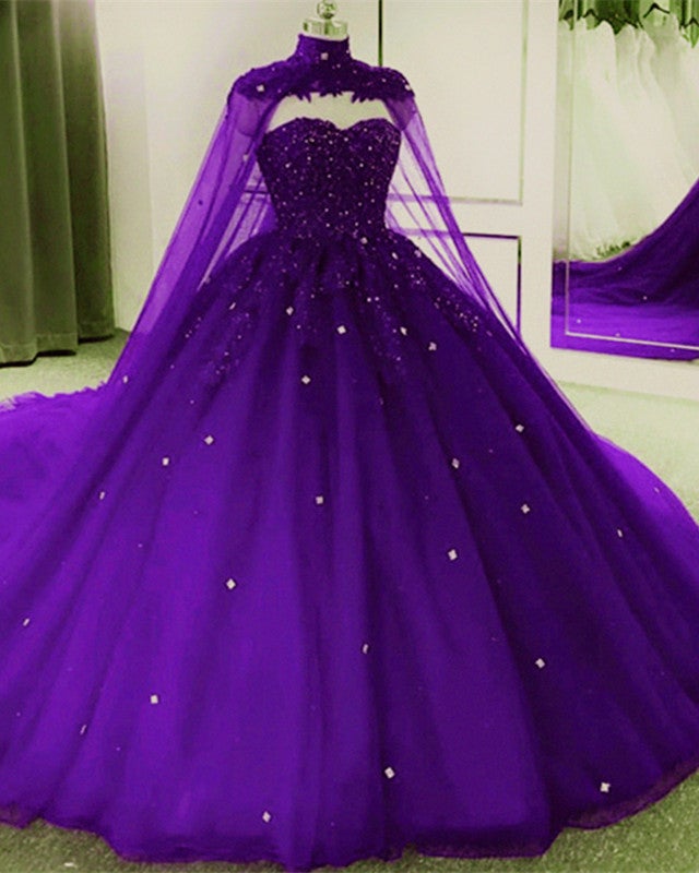 Tulle Ball Gown Quinceanera Dresses With Cape Tulle Ball Gown Quinceanera Dresses With Cape