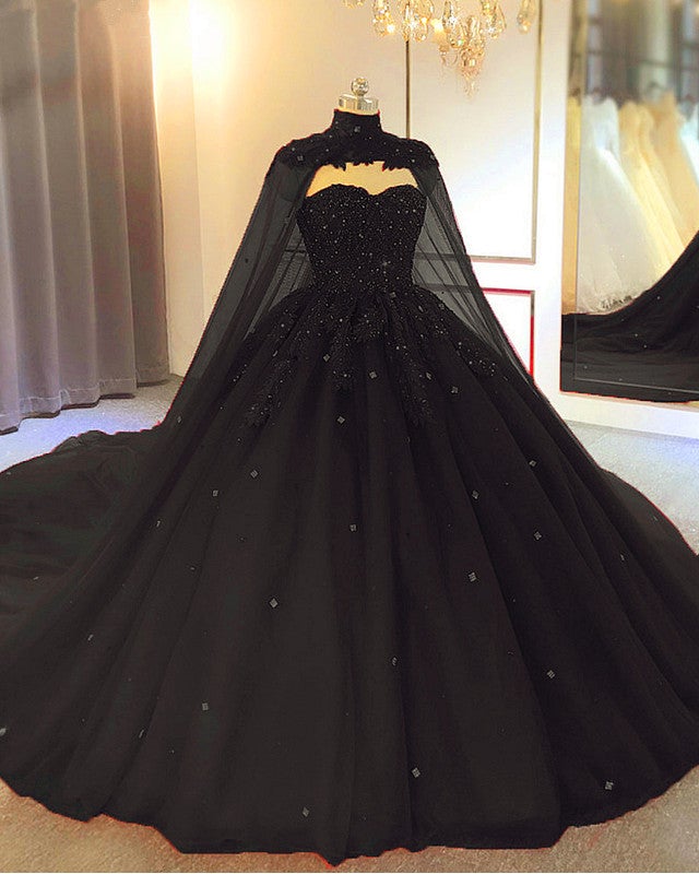 Vintage Tulle Wedding Dress Ball Gown With Cape – alinanova