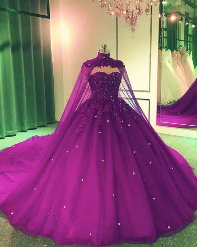 Tulle Ball Gown Wedding Dress With Cape Tulle Ball Gown Wedding Dress With Cape