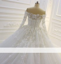 Load image into Gallery viewer, Tulle Ball Gown Wedding Dresses Lace Long Sleeves Off Shoulder
