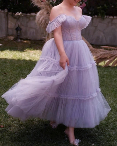 Lavender Tulle  Cottagecore Prom Dress