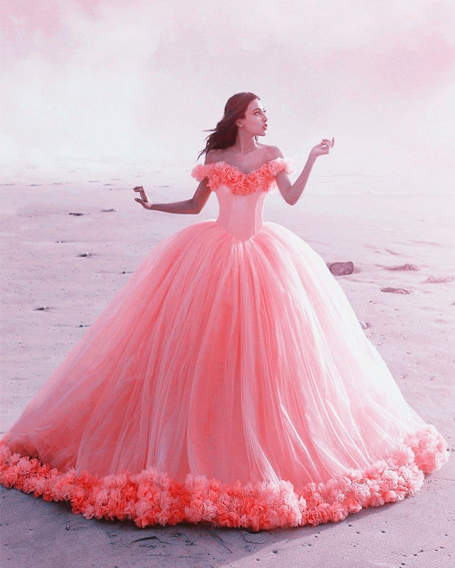 pink dress ball gown Long Sleeve Ball Gown Pink Prom Dress