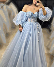 Load image into Gallery viewer, Tulle Sweetheart Corset Prom Dresses Lace Embroidery With Removable Sleeves-alinanova
