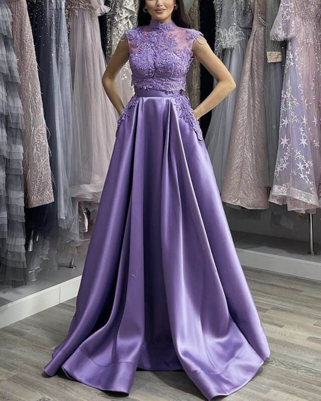 Two Piece Lavender Prom Dresses