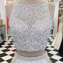Load image into Gallery viewer, Two Piece Prom Dresses Sequin Beaded Keyhole Back
