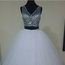 Load image into Gallery viewer, Two Piece Quinceanera Dresses Ball Gowns Crystal Beaded V Neck-alinanova
