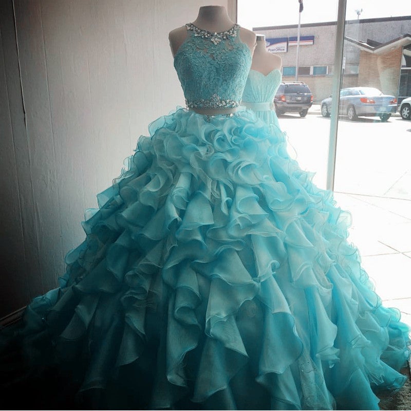 Gown Turquoise Two Piece Outfit Two Piece Quinceanera Dresses Ball
