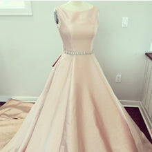 Load image into Gallery viewer, Unique Bow Back Satin Princess Wedding Dresses Pink
