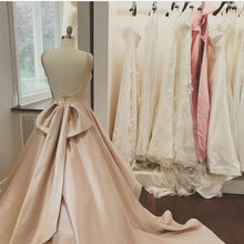 Load image into Gallery viewer, Unique Bow Back Satin Princess Wedding Dresses Pink-alinanova
