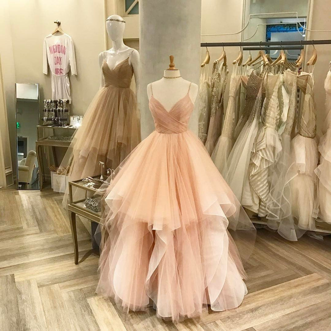 V Neck Organza Ruffles Princess Wedding Gowns 2017 Sexy-alinanova