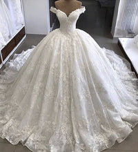 Load image into Gallery viewer, Elegant-Bridal-Dresses-Lace-Off-The-Shoulder-Wedding-Puffy-Dress-For-Women

