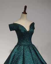 Load image into Gallery viewer, V-neck Off The Shoulder Sequins Ball Gowns Quinceanera Dresses
