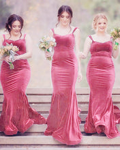 Load image into Gallery viewer, Elegant Sweetheart Mermaid Velvet Bridesmaid Dresses
