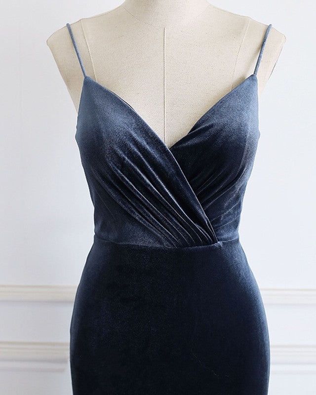 Mermaid Velvet Bridesmaid Dresses Leg Slit Mermaid Velvet Bridesmaid Dresses Leg Slit
