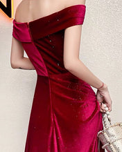 Load image into Gallery viewer, Off Shoulder Velvet Sparkle Dress
