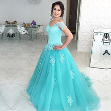 Load image into Gallery viewer, Vintage A Line Tulle Princess Wedding Dresses Lace Off Shoulder-alinanova
