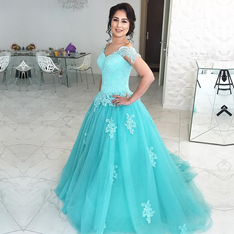 Vintage A Line Tulle Princess Wedding Dresses Lace Off Shoulder-alinanova