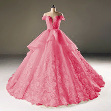 Load image into Gallery viewer, Vintage Lace Cap Sleeves Tulle Scoop Neck Wedding Dresses Ball Gowns
